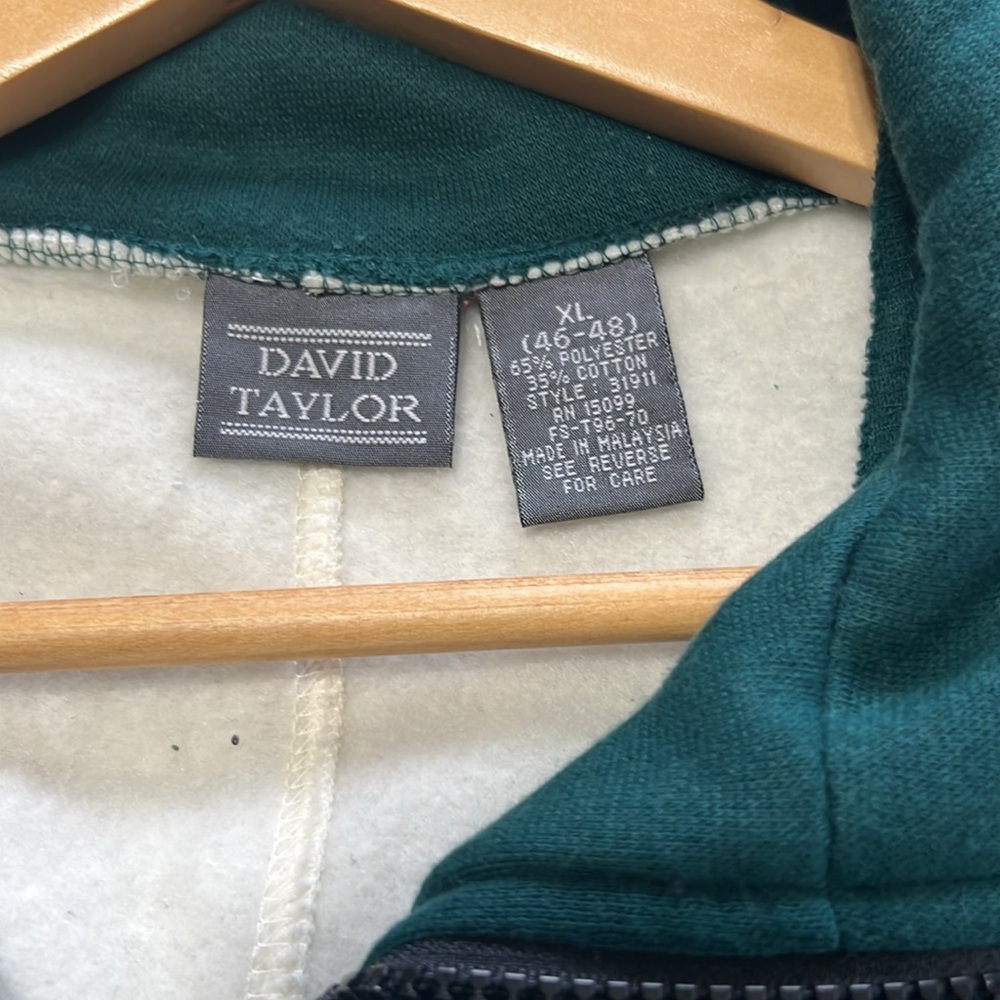 VTG David Taylor Green Black Men’s XL Zip Up Sweater with Color Block Design - Picture 5 of 5